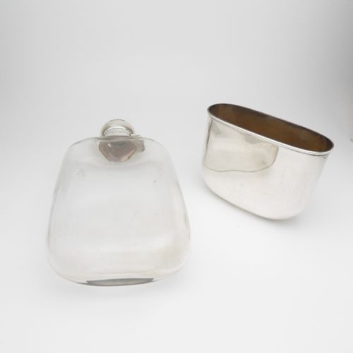 VICTORIAN SILVER GLASS HIP FLASK WITH REMOVABLE CUP - ADDITIONAL PHOTO 5