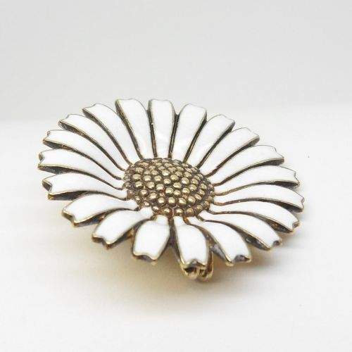 BEAUTIFUL ENAMELLED DAISY BROOCH BY ANTON MICHELSEN C1940S - ADDITIONAL PHOTO 1