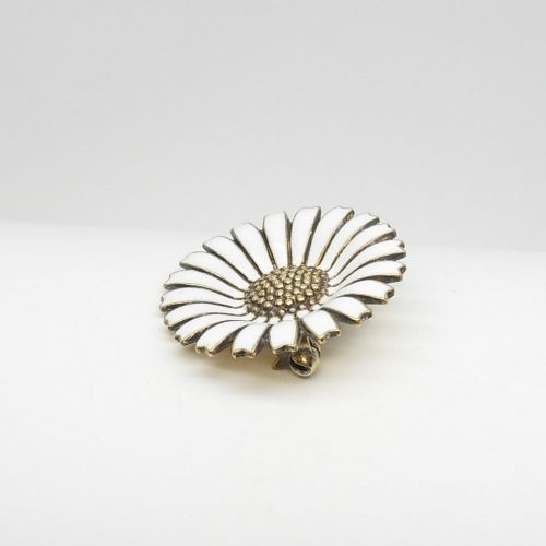 BEAUTIFUL ENAMELLED DAISY BROOCH BY ANTON MICHELSEN C1940S - ADDITIONAL PHOTO 2