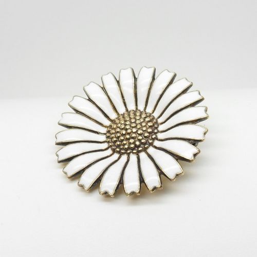 BEAUTIFUL ENAMELLED DAISY BROOCH BY ANTON MICHELSEN C1940S - ADDITIONAL PHOTO 3
