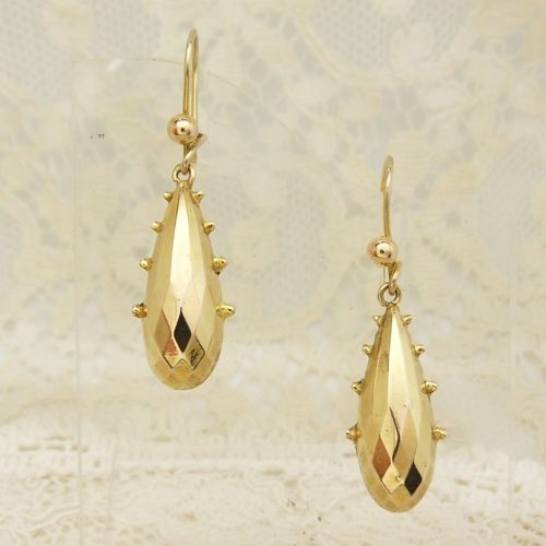 9CT GOLD ETRUSCAN STYLE DROP EARRINGS HALLMARKED BIRMINGHAM 1964 - ADDITIONAL PHOTO 1