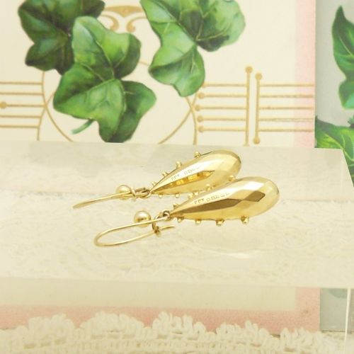 9CT GOLD ETRUSCAN STYLE DROP EARRINGS HALLMARKED BIRMINGHAM 1964 - ADDITIONAL PHOTO 4