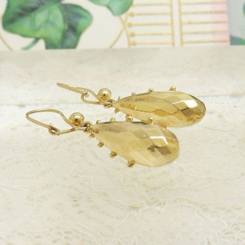 9CT GOLD ETRUSCAN STYLE DROP EARRINGS HALLMARKED BIRMINGHAM 1964 - ADDITIONAL PHOTO 5