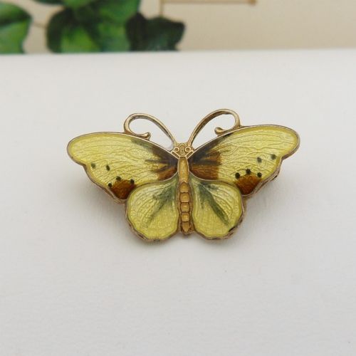 PETITE VINTAGE SILVER ENAMEL BUTTERFLY BROOCH BY NORWEGIAN DESIGNER HROAR PRYDZ