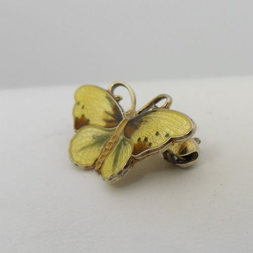 PETITE VINTAGE SILVER ENAMEL BUTTERFLY BROOCH BY NORWEGIAN DESIGNER HROAR PRYDZ - ADDITIONAL PHOTO 1