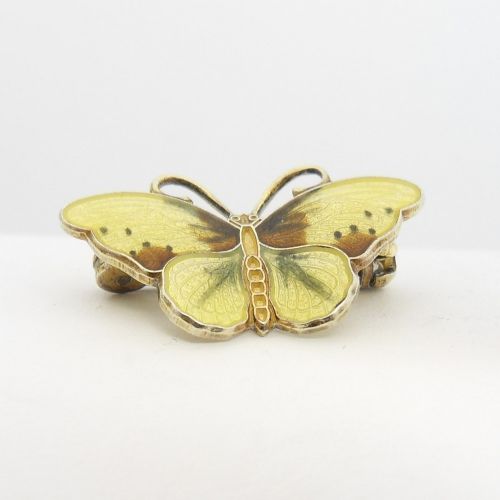 PETITE VINTAGE SILVER ENAMEL BUTTERFLY BROOCH BY NORWEGIAN DESIGNER HROAR PRYDZ - ADDITIONAL PHOTO 2