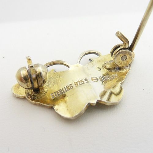 PETITE VINTAGE SILVER ENAMEL BUTTERFLY BROOCH BY NORWEGIAN DESIGNER HROAR PRYDZ - ADDITIONAL PHOTO 4