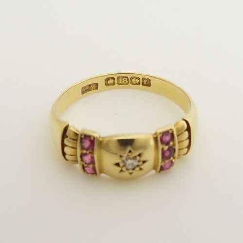 EDWARDIAN 18CT GOLD RUBY DIAMOND RING - ADDITIONAL PHOTO 4