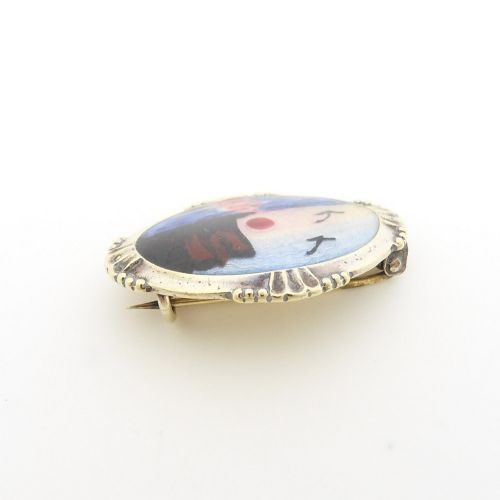 VINTAGE SILVER GILT ENAMEL COASTAL SCENE BROOCH BY ARNE NORDLIE - ADDITIONAL PHOTO 4