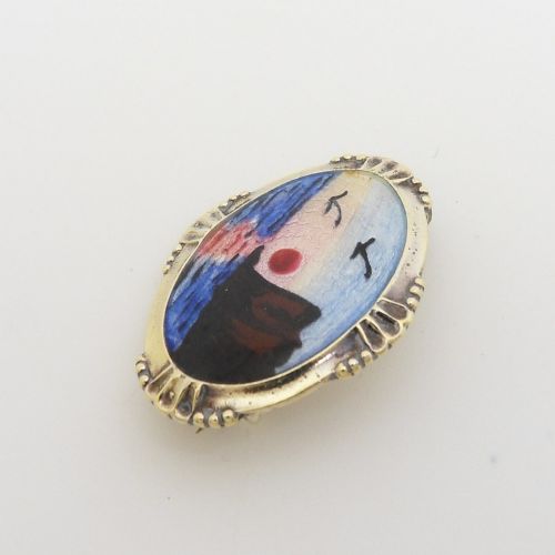 VINTAGE SILVER GILT ENAMEL COASTAL SCENE BROOCH BY ARNE NORDLIE - ADDITIONAL PHOTO 5