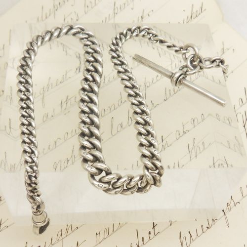 Antique Silver Pocket Watch Chain Hallmarked Chester 1926