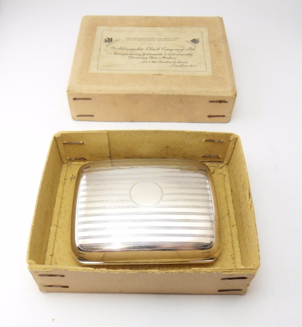 SILVER CIGARETTE CASE WITH ORIGINAL BOX BIRMINGHAM 1923
