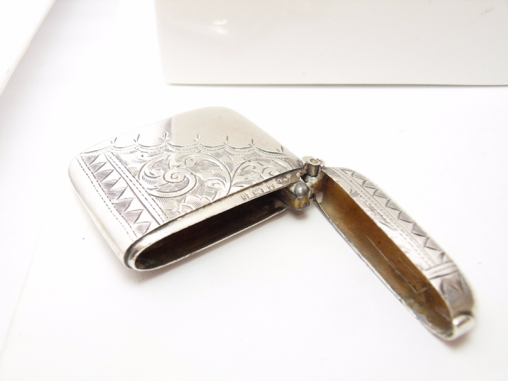 SOLID SILVER SQUARE VESTA CASE BIRMINGHAM 1901 View VII