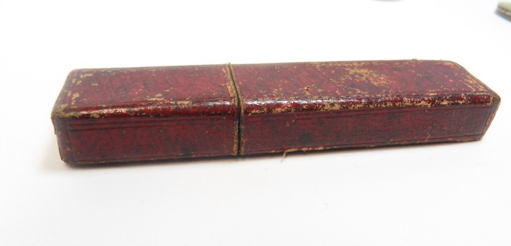 CASED GEORGIAN SILVER & MOTHER OF PEARL FRUIT FORK View VI