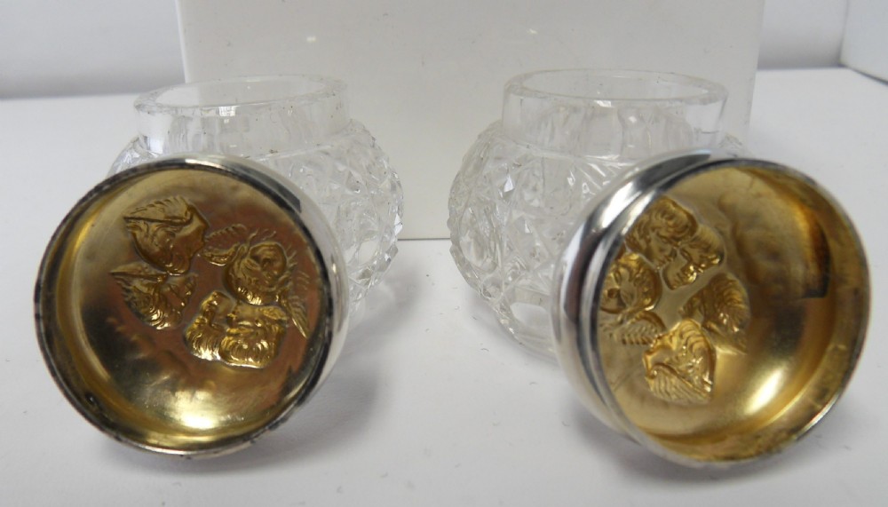 PAIR OF SILVER LIDDED 'REYNOLD'S ANGELS' POTS BIRMINGHAM 1908 View V