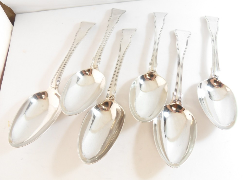 MATCHED SET OF 6 SILVER TABLESPOONS  DATED 1817, 1823 & 1835 View IV