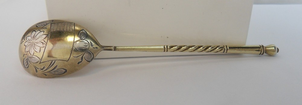 SILVER GILT RUSSIAN SPOON IMPORT MARKS 1908 - 1926 View IV
