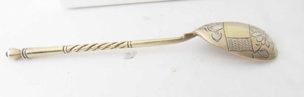 SILVER GILT RUSSIAN SPOON IMPORT MARKS 1908 - 1926 View V