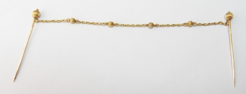 RARE VICTORIAN 18CT GOLD (TESTED) DOUBLE CLOAK PINS  View VIII