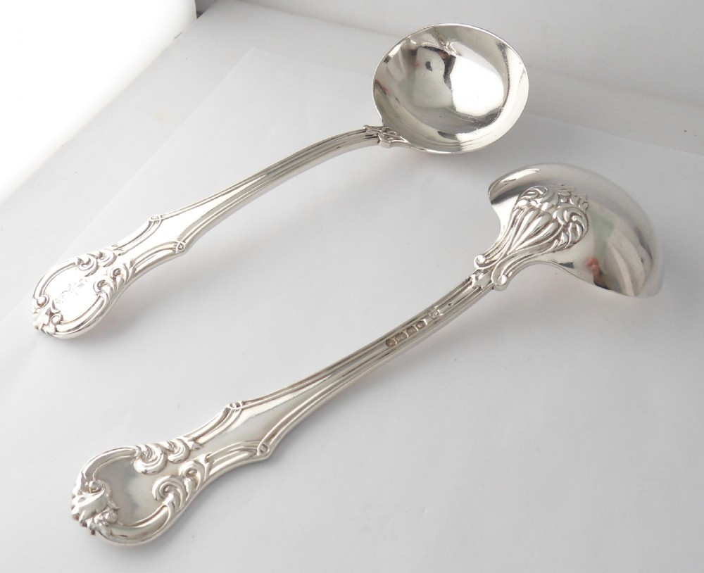 FINE PAIR OF EARLY VICTORIAN SILVER LADLES LONDON 1841 View IX