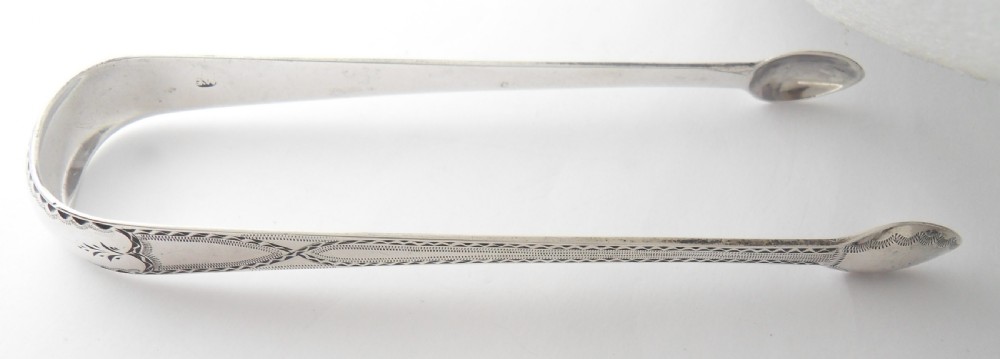SUPERB GEORGIAN SILVER SUGAR TONGS LONDON 1793 View II