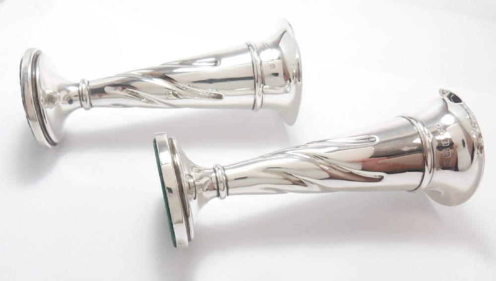 PAIR OF SILVER SWIRL STEM VASES BIRMINGHAM 1904 View III