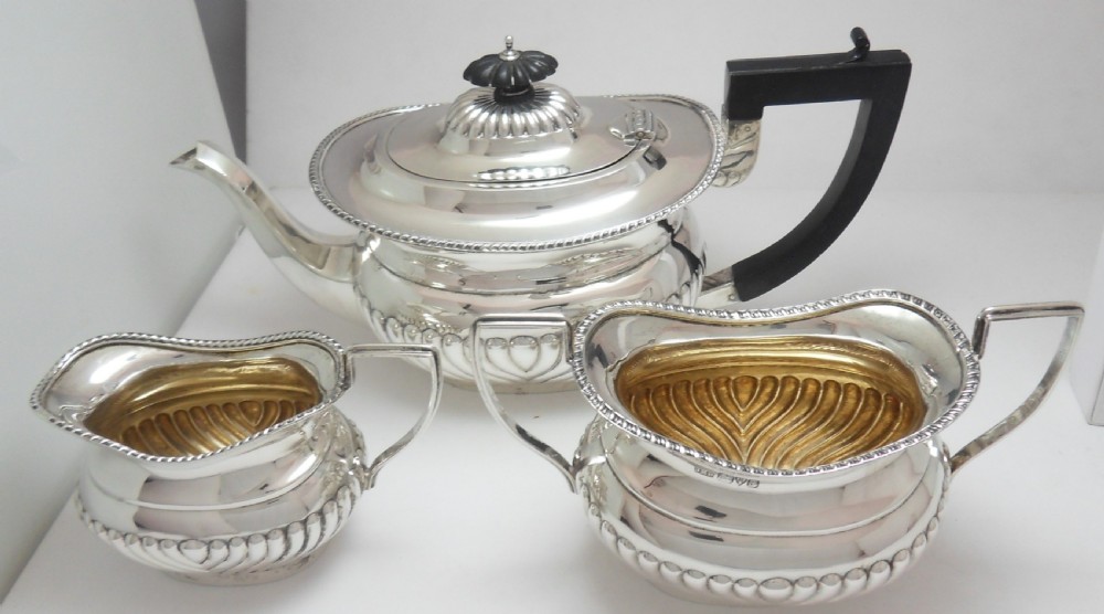 SUPERB SILVER 3-PIECE TEA SET HALLMARKED CHESTER 1906 View II
