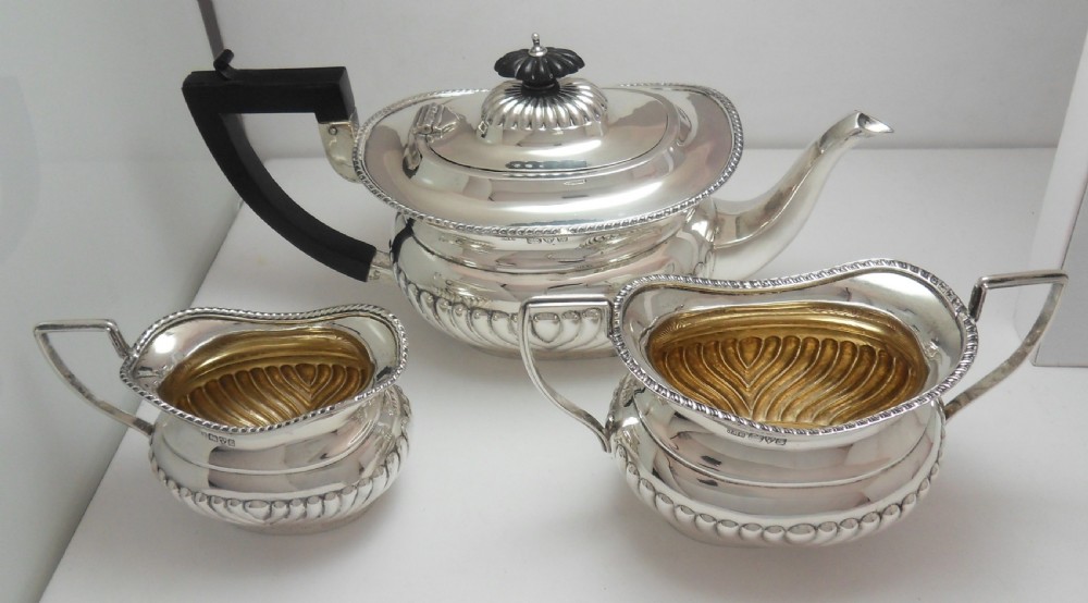 SUPERB SILVER 3-PIECE TEA SET HALLMARKED CHESTER 1906 View VIII