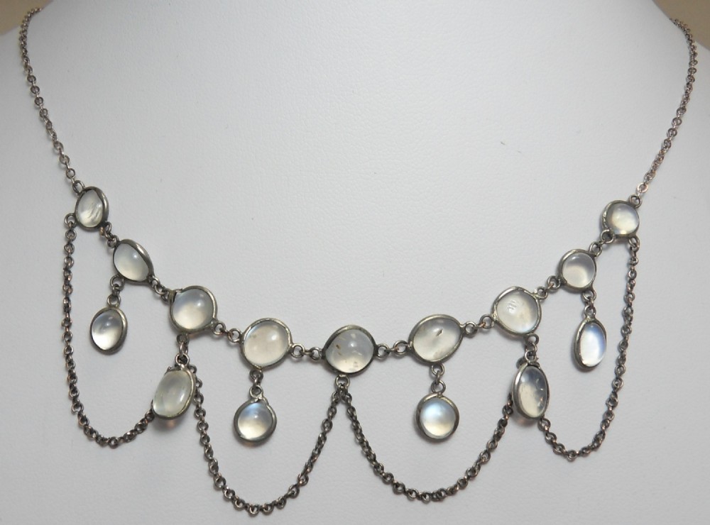 BEAUTIFUL EDWARDIAN FESTOON MOONSTONE NECKLACE View II