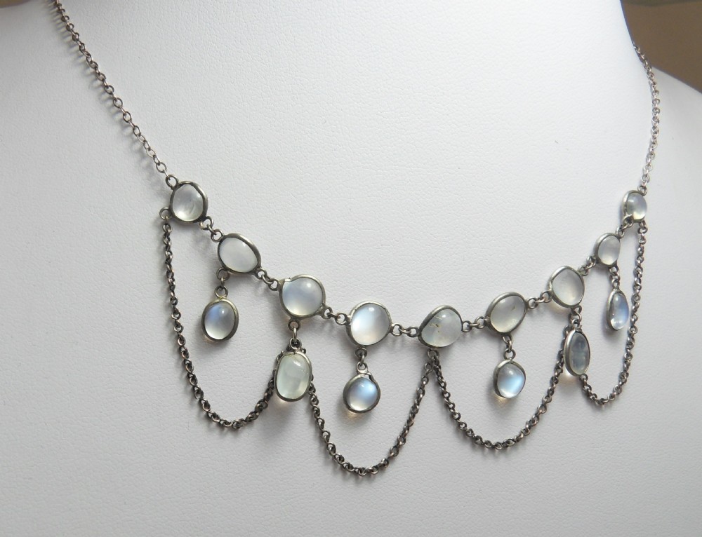 BEAUTIFUL EDWARDIAN FESTOON MOONSTONE NECKLACE View VII