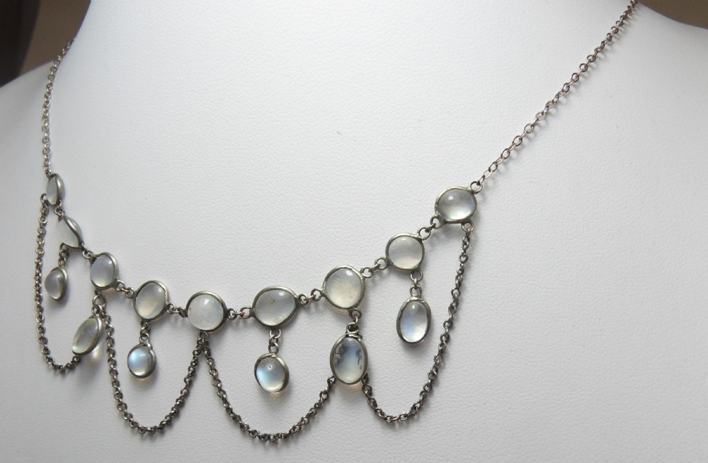 BEAUTIFUL EDWARDIAN FESTOON MOONSTONE NECKLACE View VIII