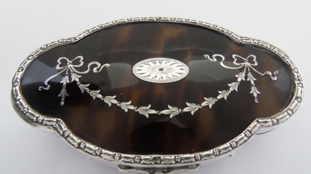 MAPPIN & WEBB SILVER PIQUE & TORTOISESHELL BOX BIRMINGHAM 1912 View II