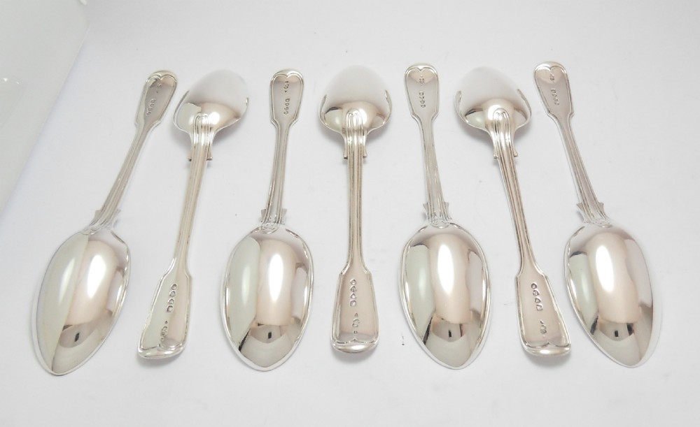 VICTORIAN SET OF 7 SILVER DESSERT SPOONS LONDON 1877 View IV