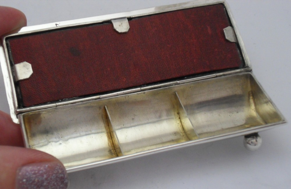 RARE EDWARDIAN SILVER TRIPLE STAMP CASE BIRMINGHAM 1901 View VIII