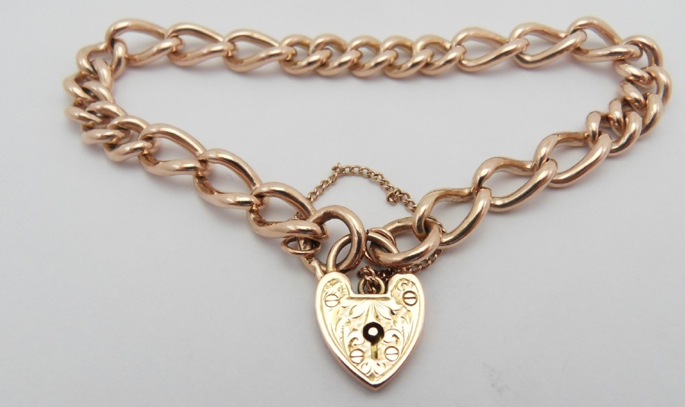 EDWARDIAN 9CT ROSE GOLD HEART CLASP BRACELET