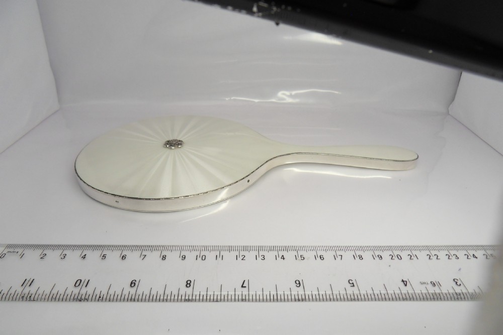 STUNNING VINTAGE SILVER & WHITE ENAMELLED HAND MIRROR View III