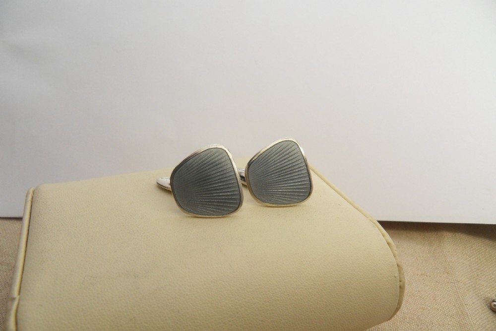 NORWEGIAN DESIGNER FINN JENSEN SILVER & ENAMEL CUFFLINKS View II