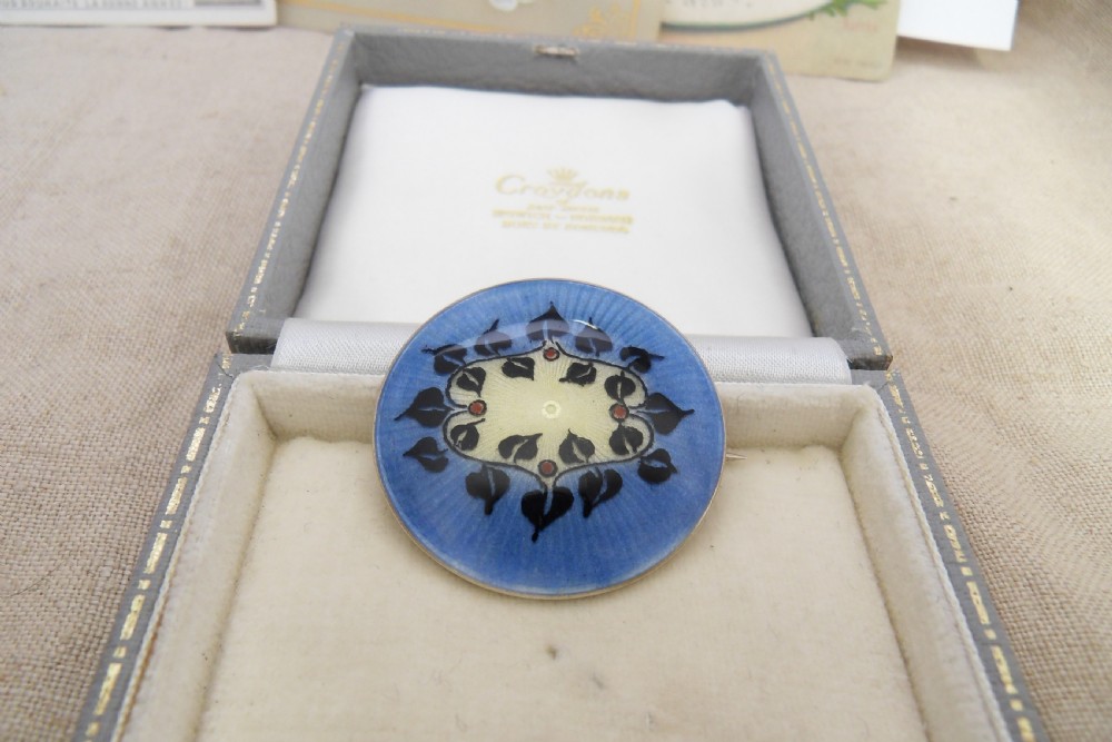 DAVID ANDERSEN ART NOUVEAU SILVER GILT & ENAMEL BROOCH View II