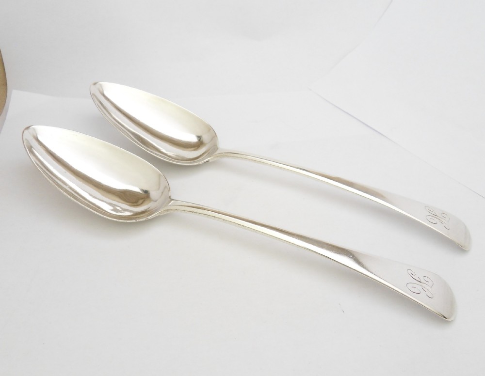 PAIR OF GEORGE III SILVER TABLESPOONS, LONDON 1801 THOMAS DICKS