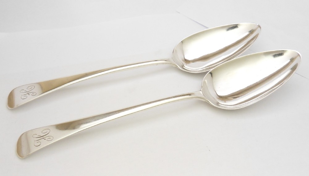 PAIR OF GEORGE III SILVER TABLESPOONS, LONDON 1801 THOMAS DICKS View II