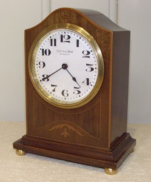 Edwardian Mahogany and Inlay Mantel Clock