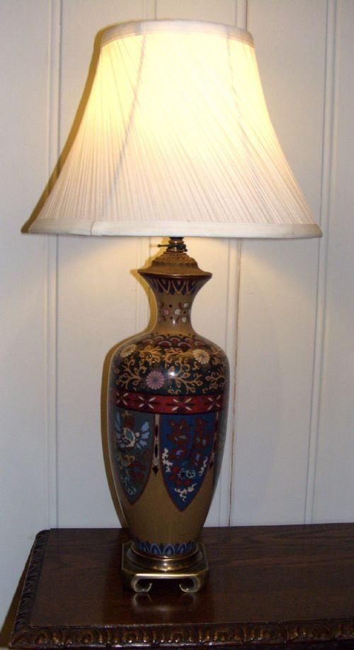 Cloisonne Vase Converted to a Lamp (Pair Available)