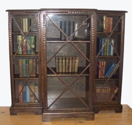 Oak Break-front Bookcase