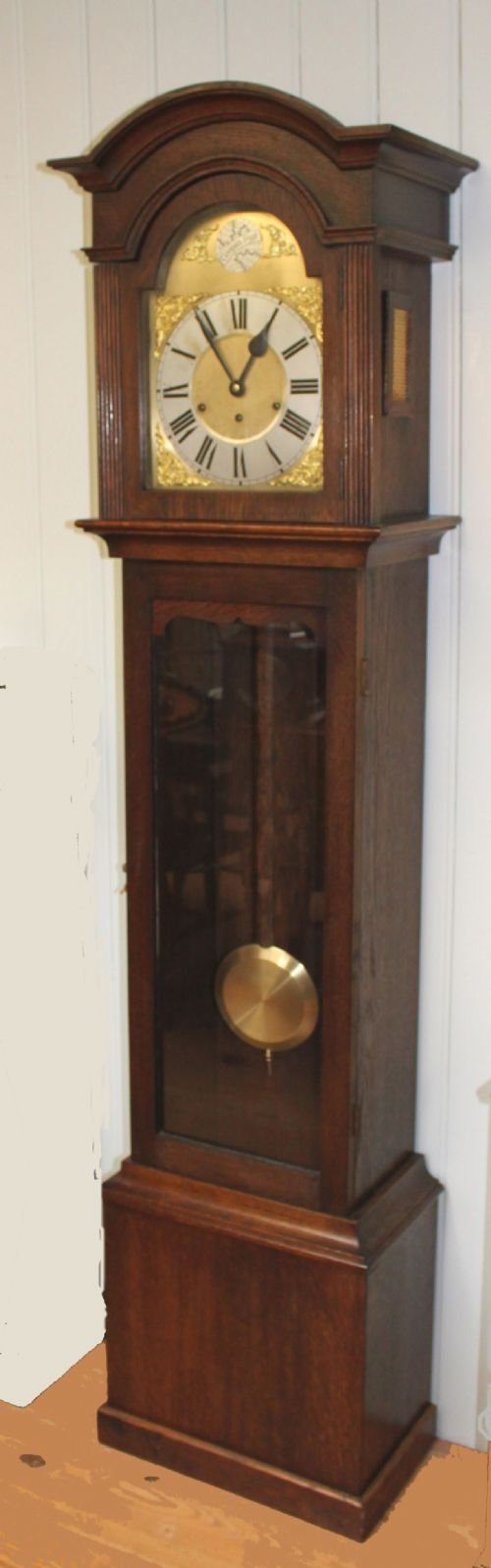Small Oak Westminster Chime Longcase Clock