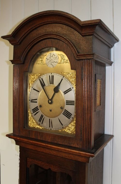 fig 1. small oak Westminster chime longcase clock