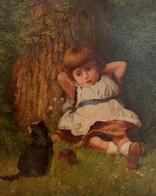 Victorian Sentimental Oil Painting