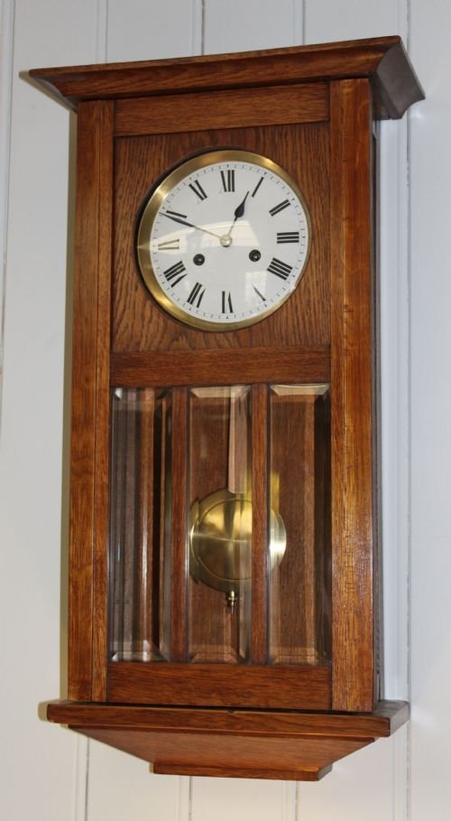 Solid Oak Three Glass Wall Clock