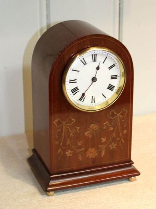 Small Mahogany and Inlaid Mantel Clock