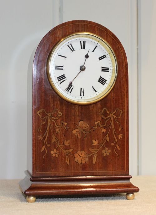 fig 1. small mahogany and inlaid mantel clock