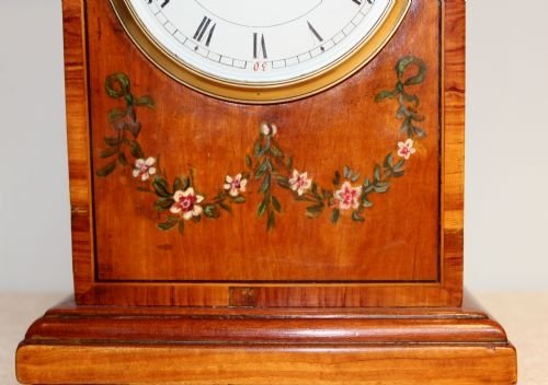 fig 1. satinwood and painted lancet top mantel clock 